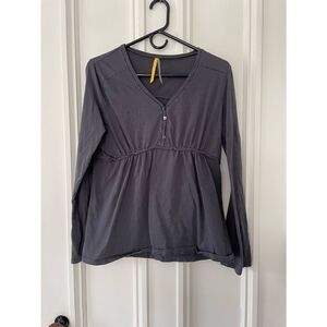 Lole charcoal gray v-neck babydoll long sleeve top M